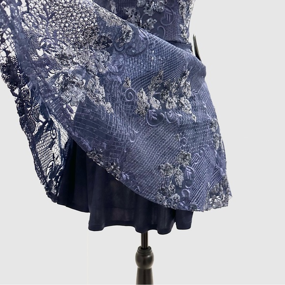 NWT City Vibe Lace-Sequin-Embroidered Mesh Overlay Fit-And-Flare Party Dress - Picture 15 of 15